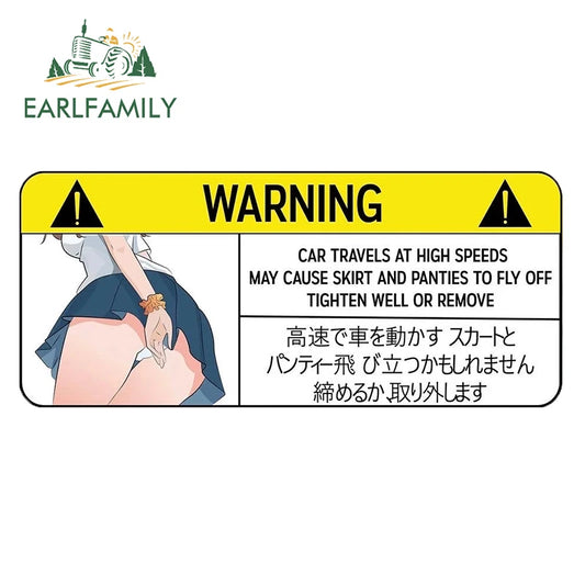 EARLFAMILY Funny Car Sticker for Panties Warning Peek Slap Decal Anime Vinyl JDM Window Wall Stickers