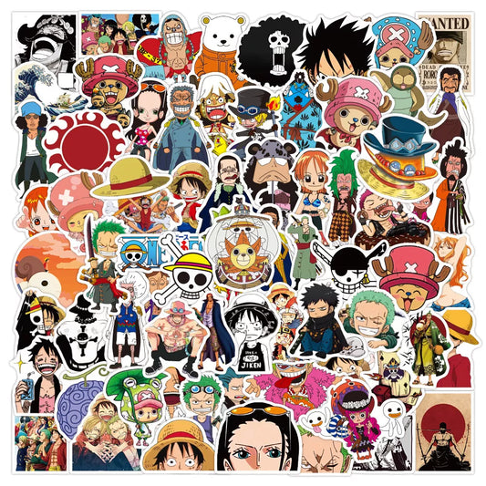 10/30/50/100pcs Vintage ONE PIECE Stickers Anime for Kids Toy DIY Motorcycle Helmet Phone Skateboard Cartoon Decal Sticker Packs