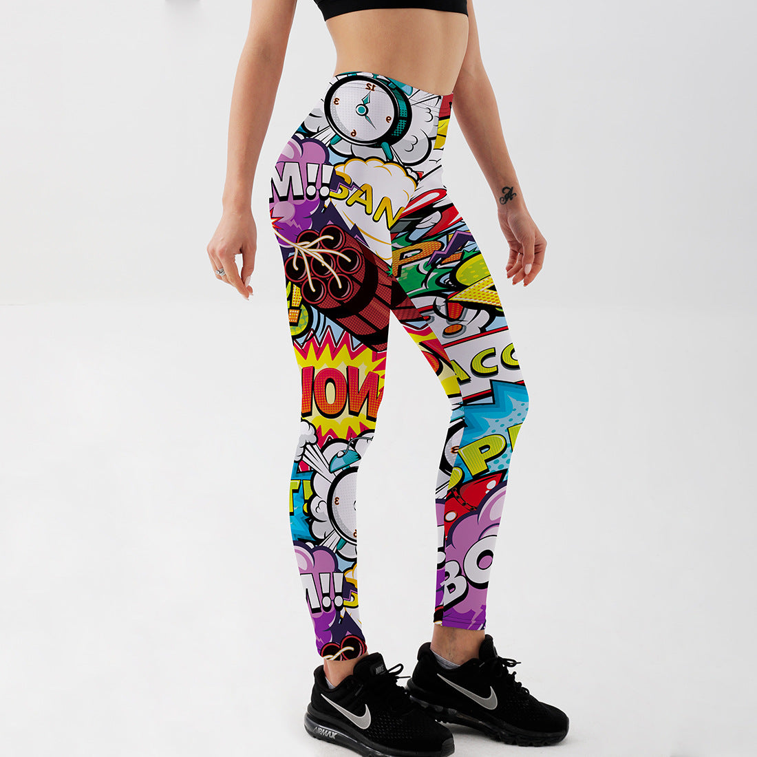 Printed Anime Leggings Women Slim Fit Exercise Feet Pants